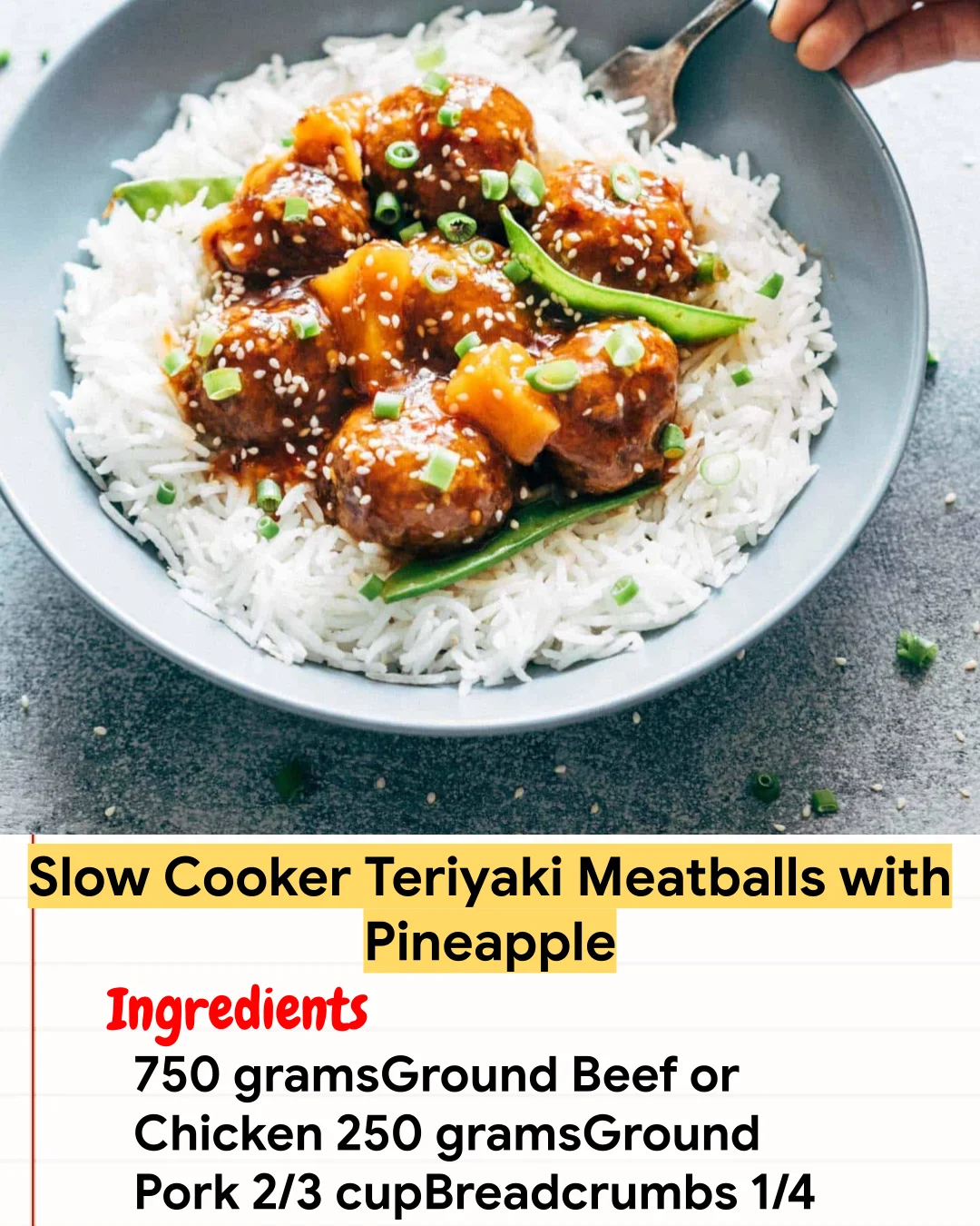 Chicken Recipe Slow Cooker Teriyaki Meatballs with Pineapple