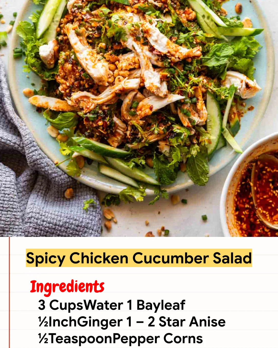 Chicken Recipe Spicy Chicken Cucumber Salad