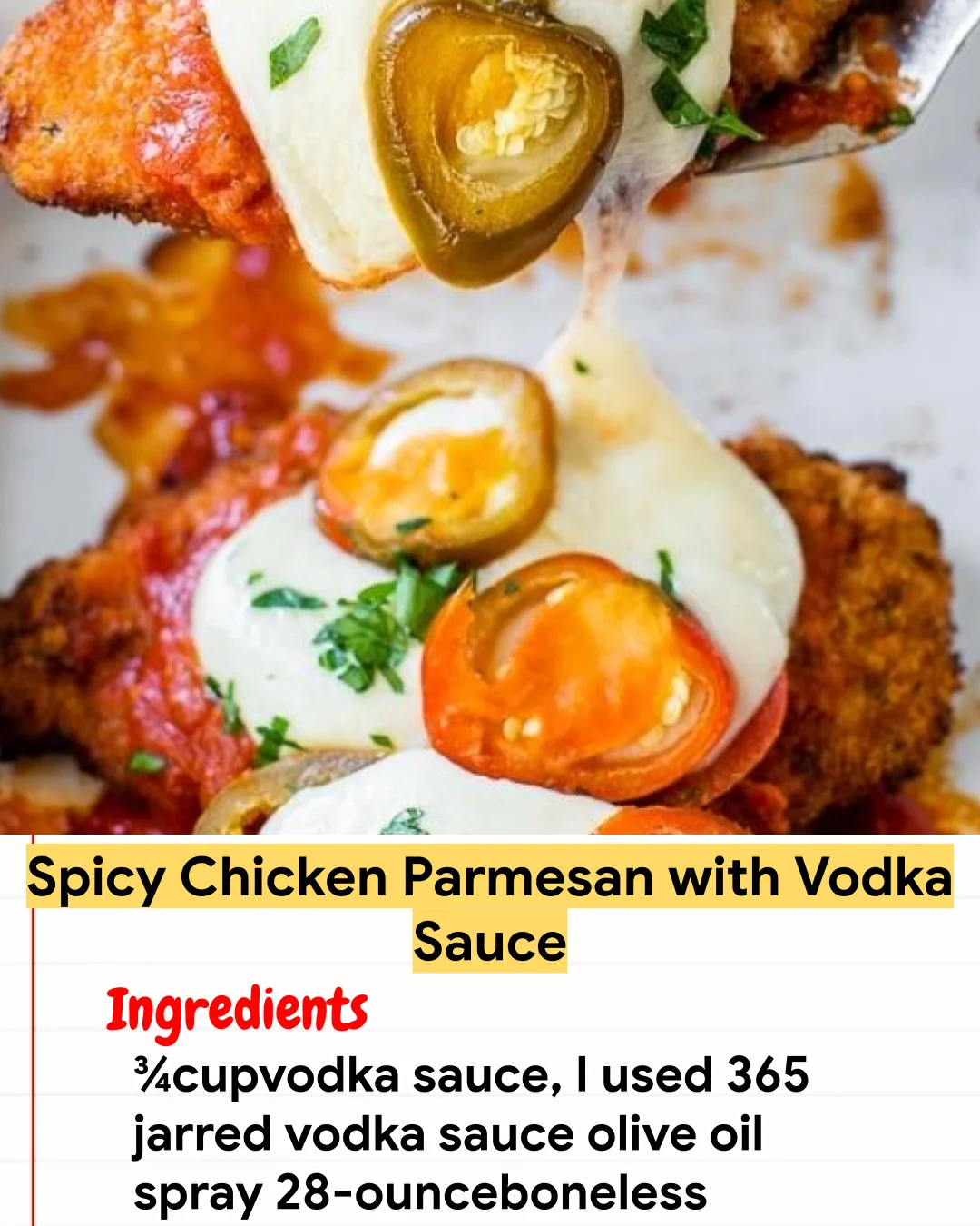 Chicken Recipe Spicy Chicken Parmesan with Vodka Sauce