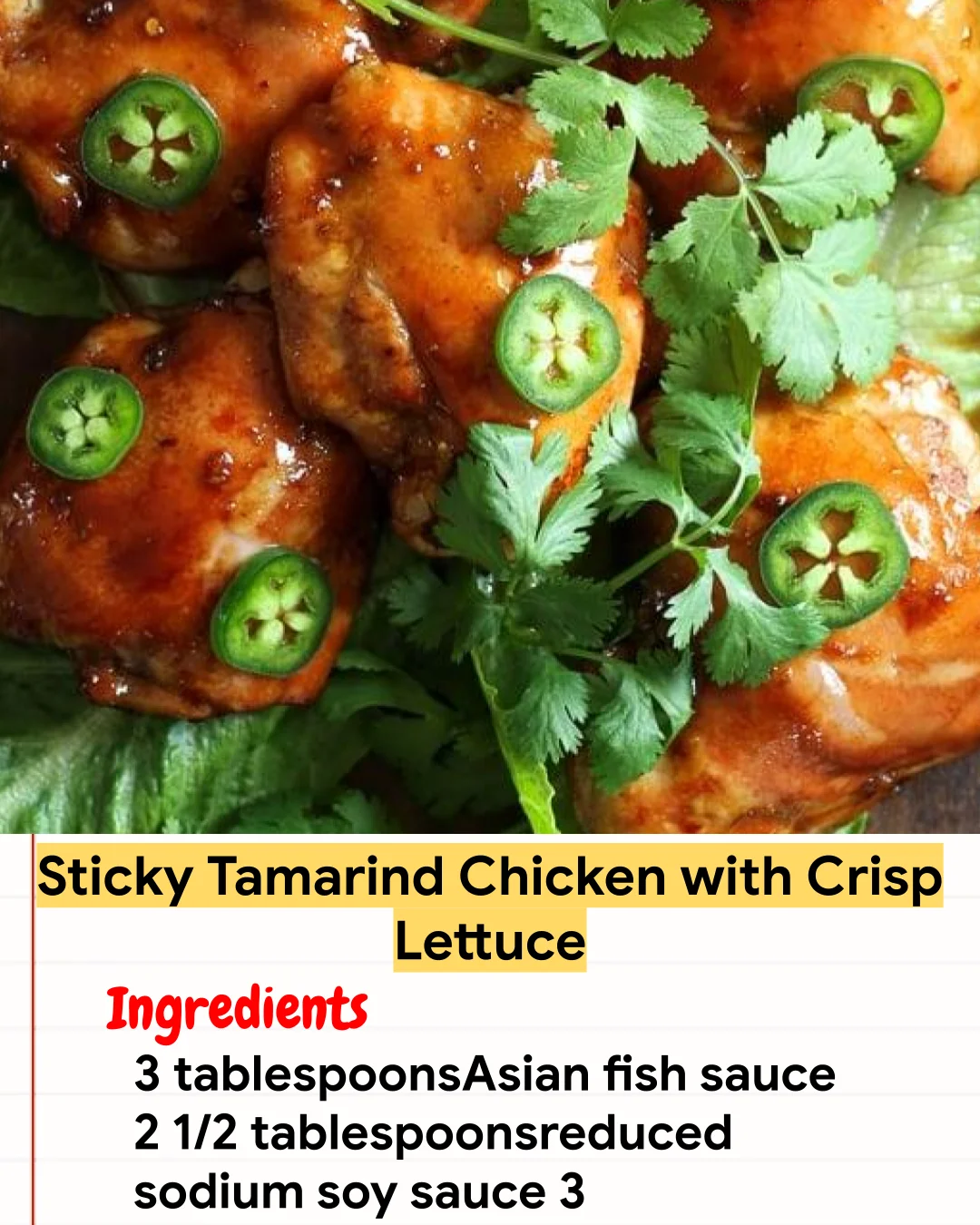 Chicken Recipe Sticky Tamarind Chicken with Crisp Lettuce