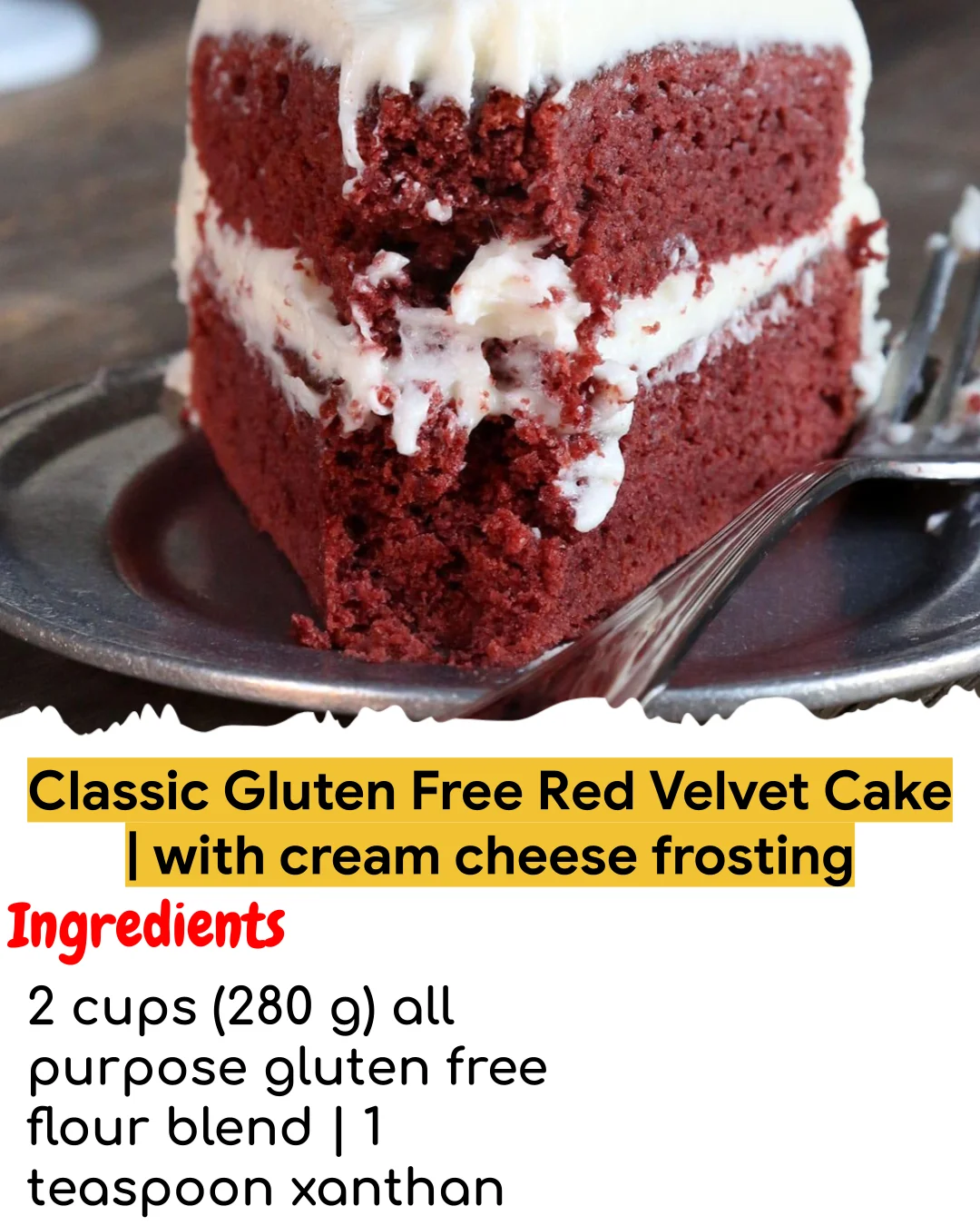 Classic Gluten Free Red Velvet Cake | with cream cheese frosting (Chef-Developed)