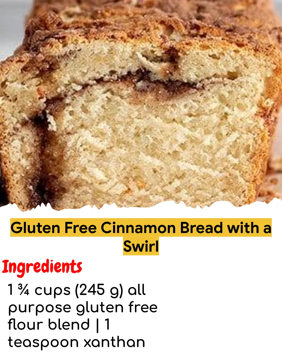 Gluten Free Cinnamon Bread with a Swirl (Easy 60-Minute)