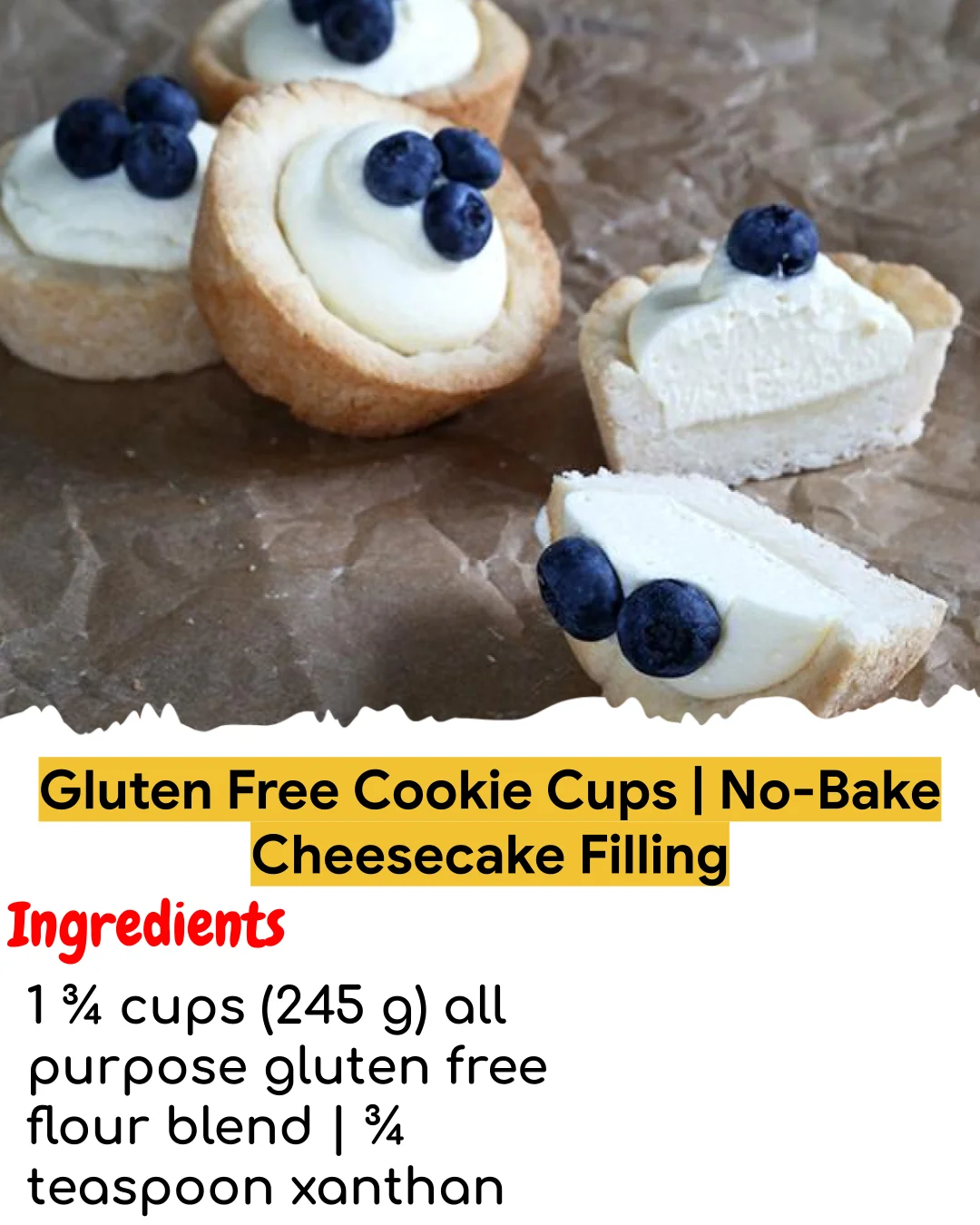 Gluten Free Cookie Cups | No-Bake Cheesecake Filling (Meal Prep Friendly)