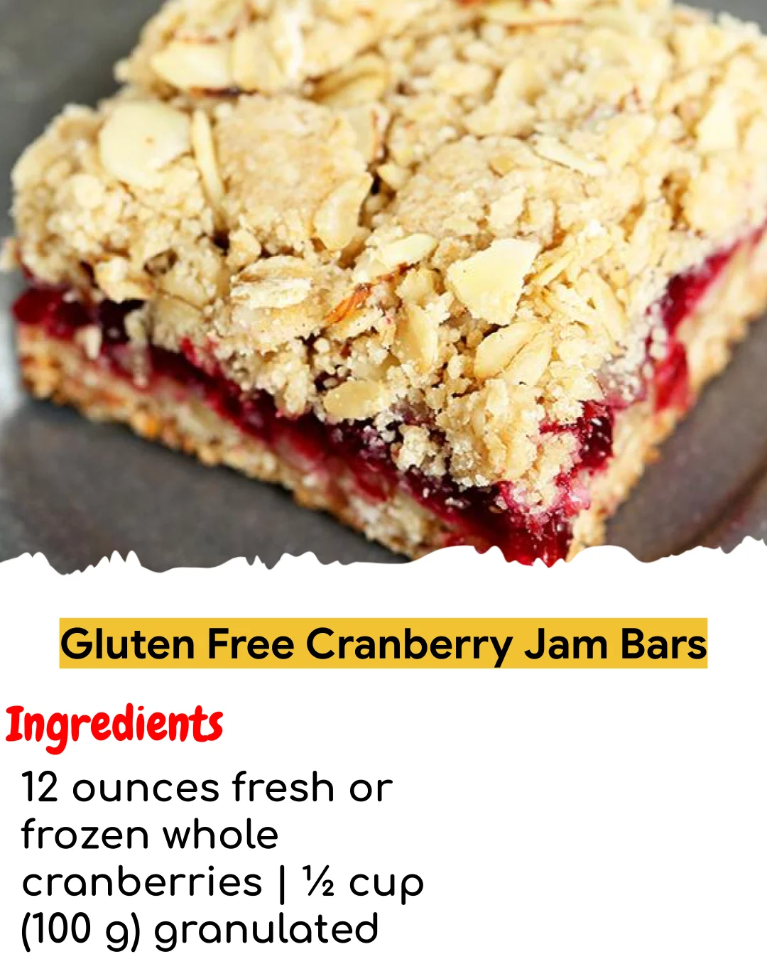 Gluten Free Cranberry Jam Bars (Meal Prep Friendly)