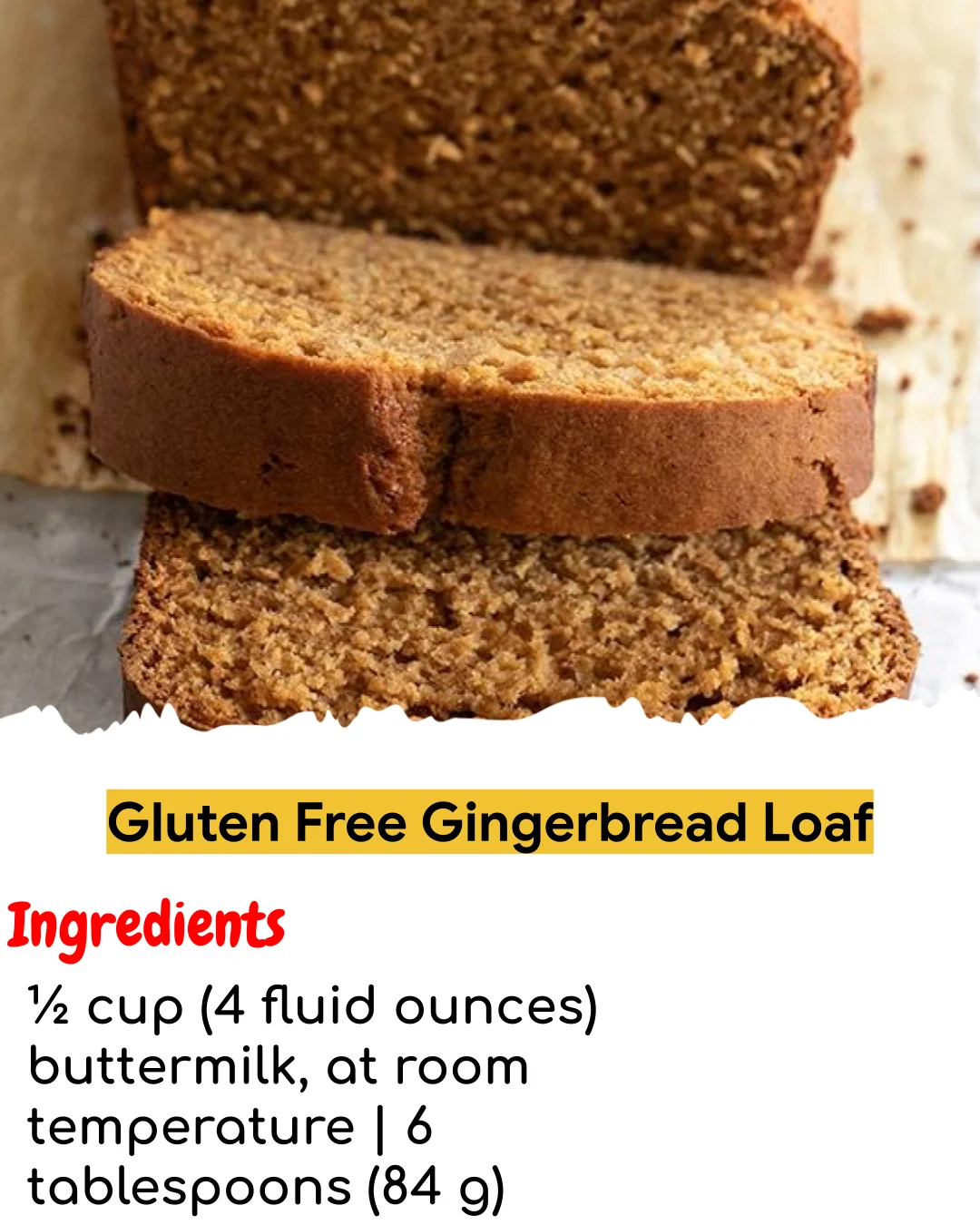Gluten Free Gingerbread Loaf (Meal Prep Friendly)