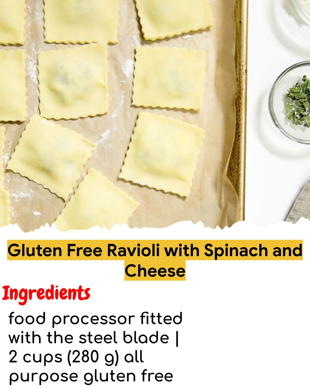 Gluten Free Ravioli with Spinach and Cheese (Easy 60-Minute)