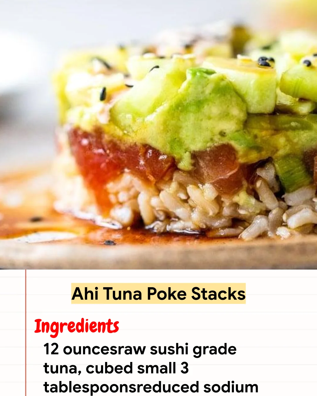 High protein Recipe Ahi Tuna Poke Stacks