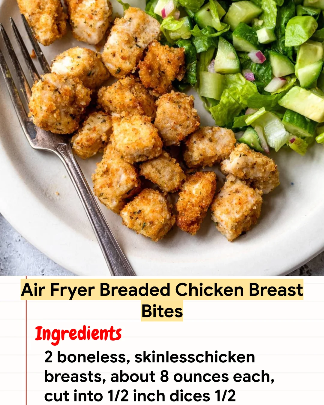 High protein Recipe Air Fryer Breaded Chicken Breast Bites
