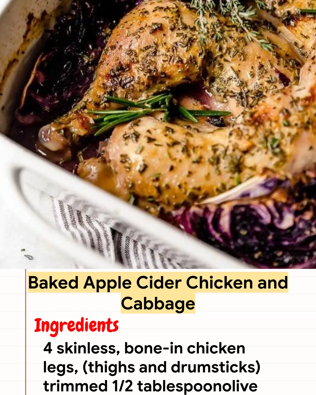 High protein Recipe Baked Apple Cider Chicken and Cabbage