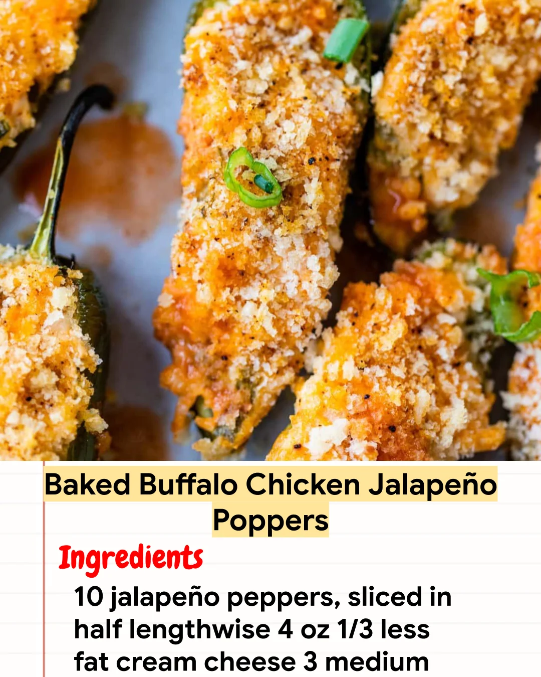 High protein Recipe Baked Buffalo Chicken Jalapeño Poppers