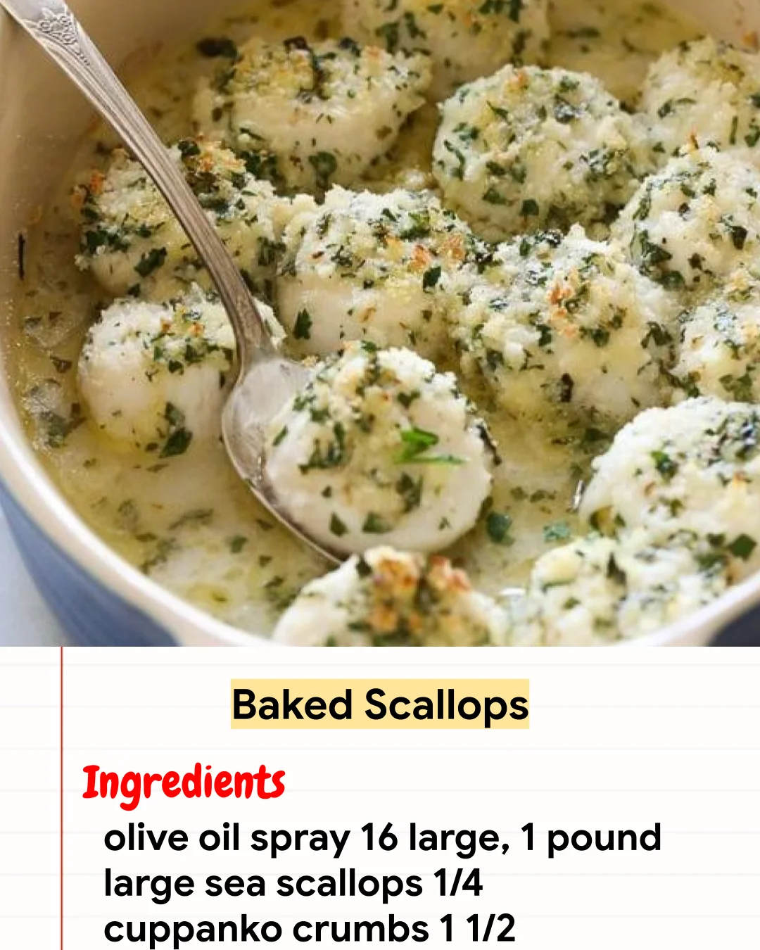 High protein Recipe Baked Scallops
