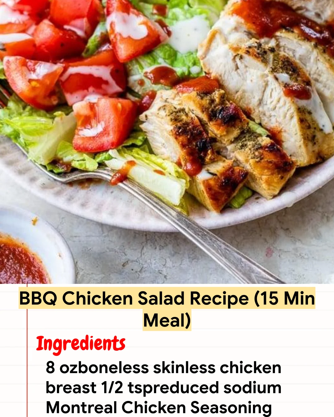 High protein Recipe BBQ Chicken Salad Recipe (15 Min Meal)