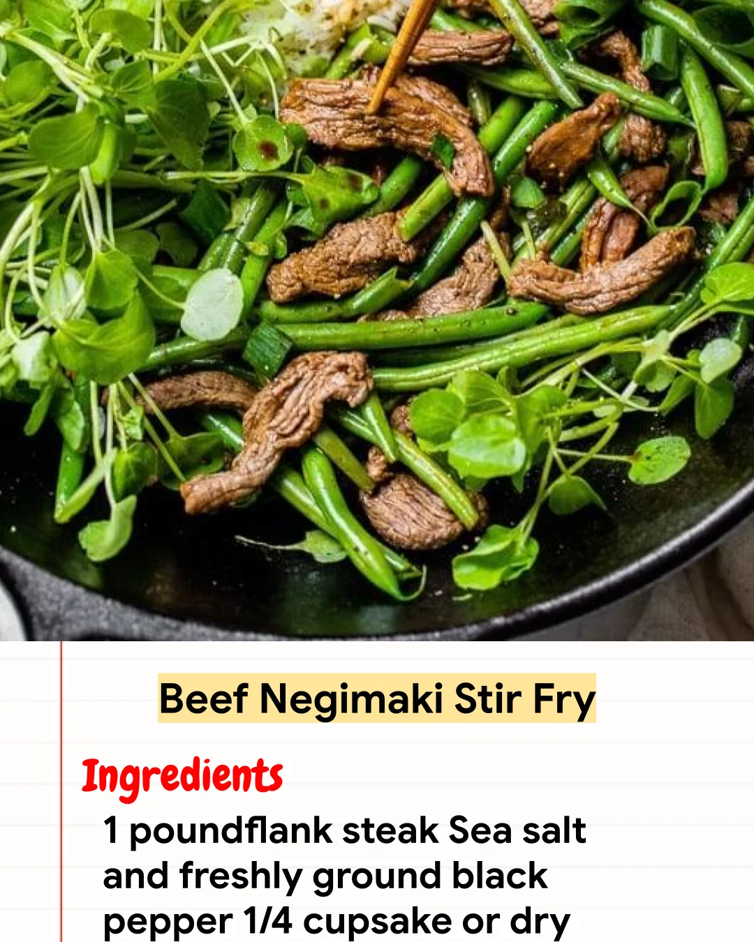 High protein Recipe Beef Negimaki Stir Fry