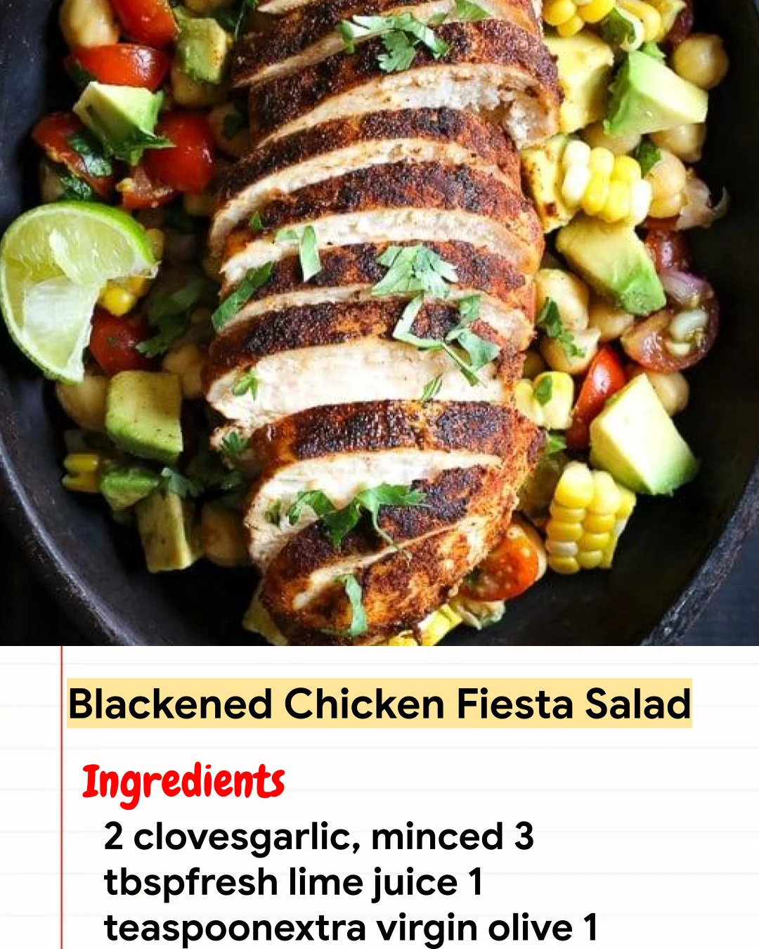 High protein Recipe Blackened Chicken Fiesta Salad