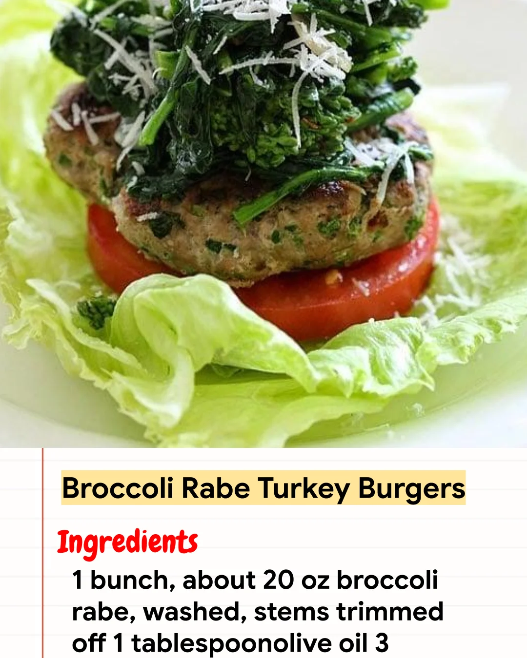 High protein Recipe Broccoli Rabe Turkey Burgers