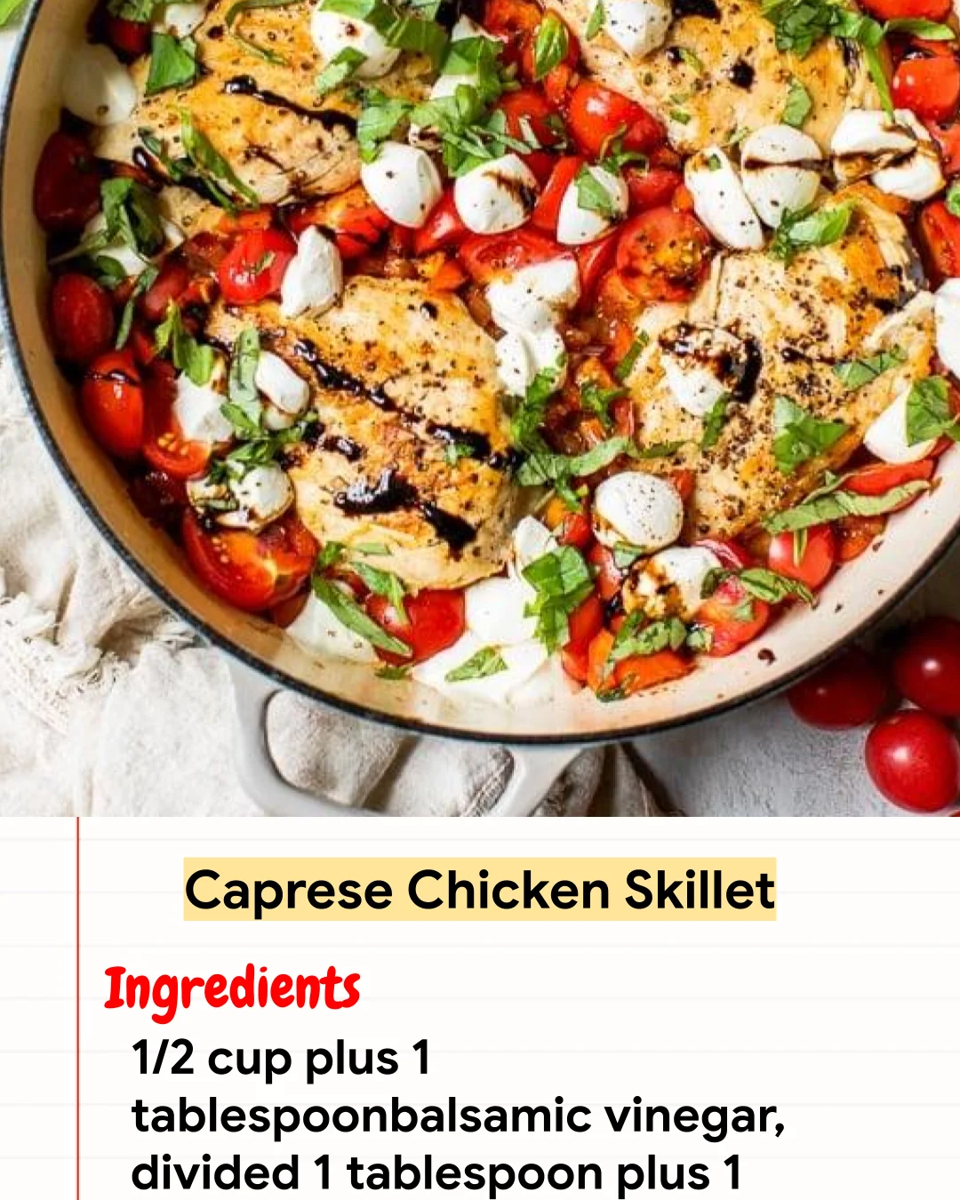 High protein Recipe Caprese Chicken Skillet