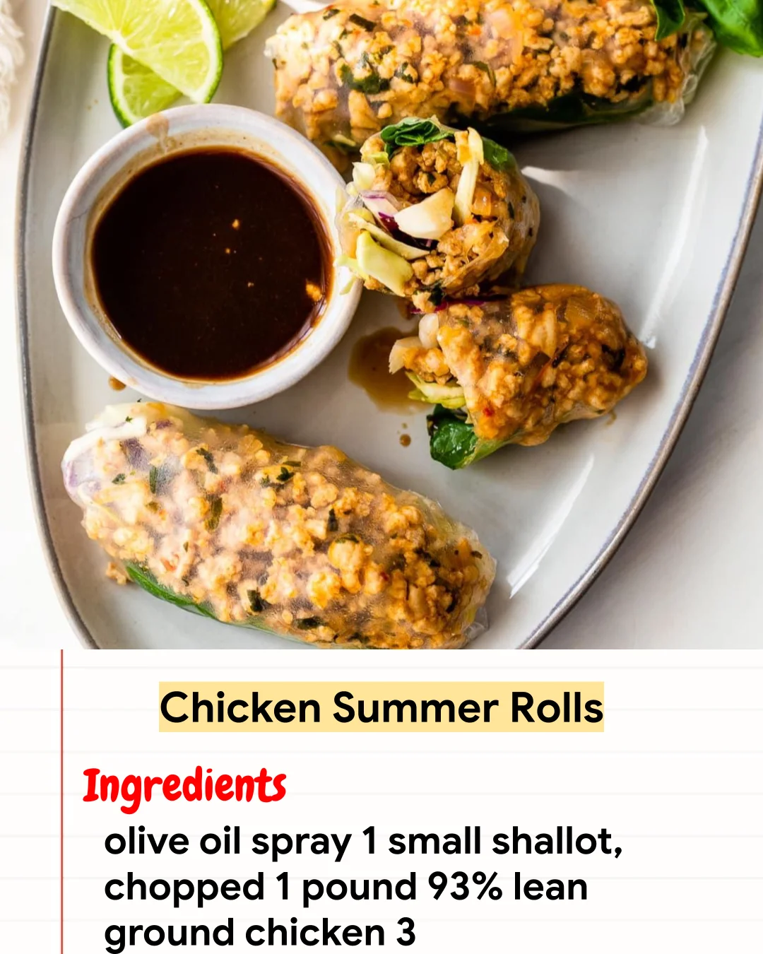 High protein Recipe Chicken Summer Rolls