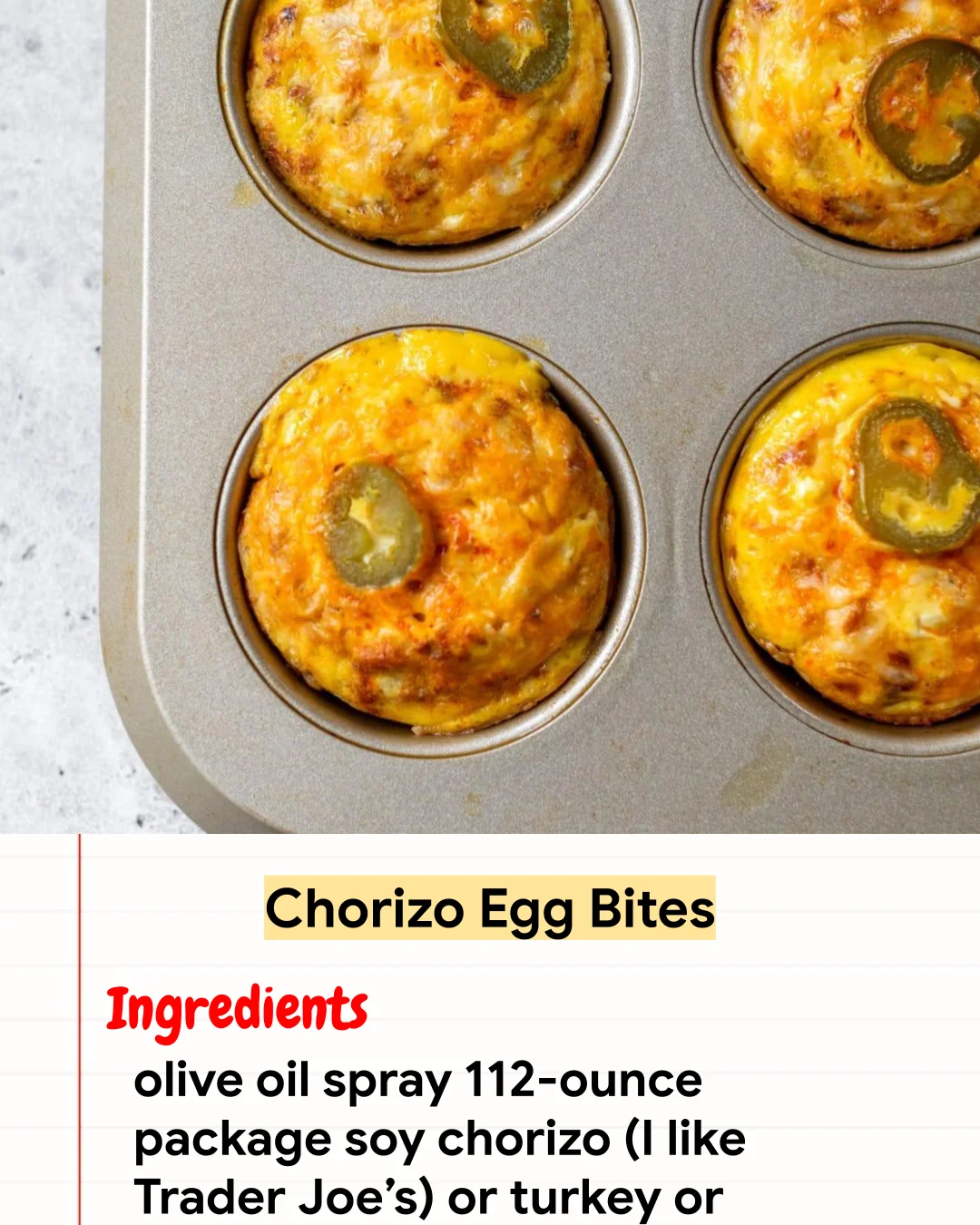 High protein Recipe Chorizo Egg Bites