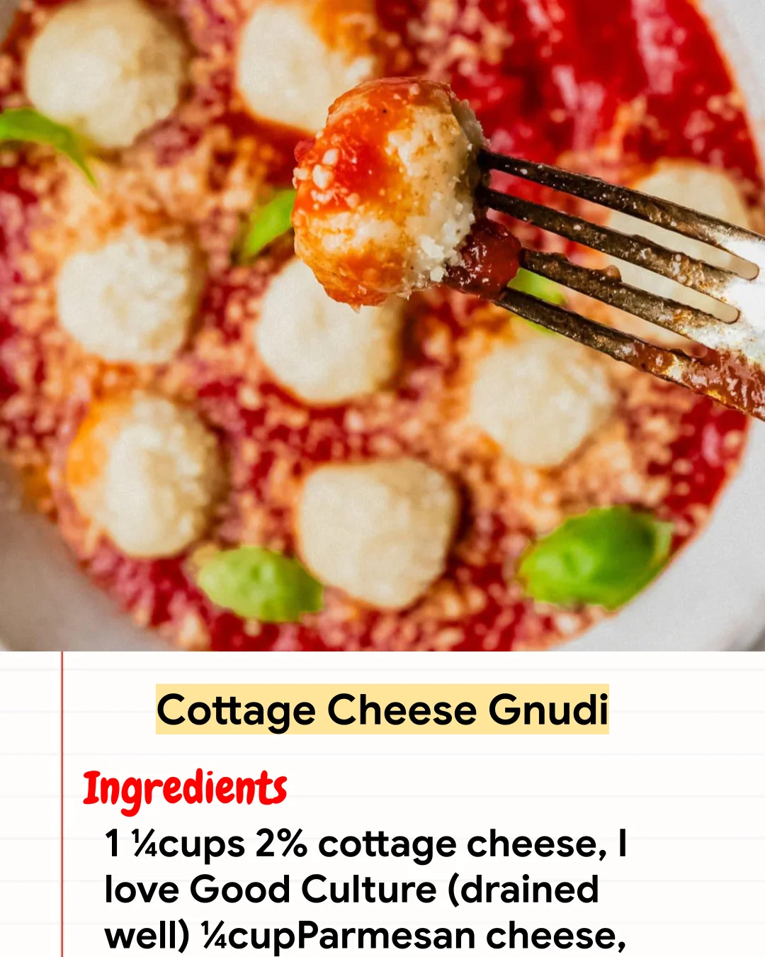 High protein Recipe Cottage Cheese Gnudi