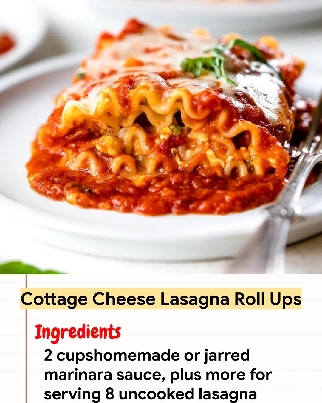 High protein Recipe Cottage Cheese Lasagna Roll Ups