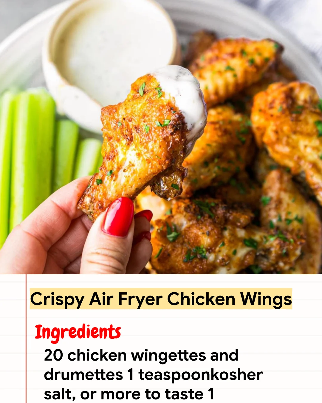 High protein Recipe Crispy Air Fryer Chicken Wings