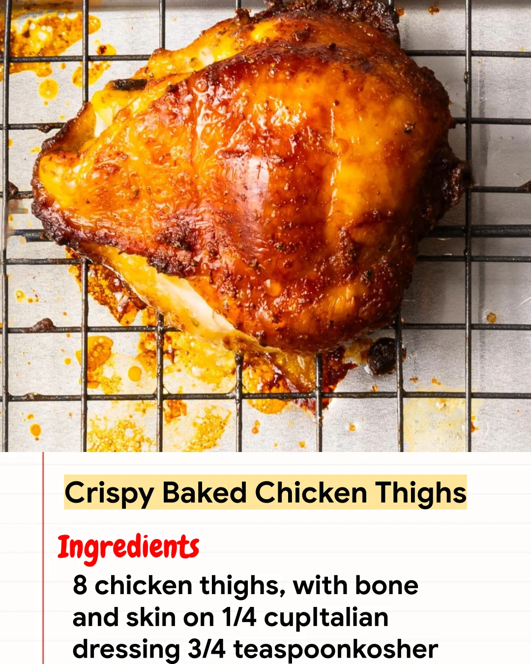 High protein Recipe Crispy Baked Chicken Thighs