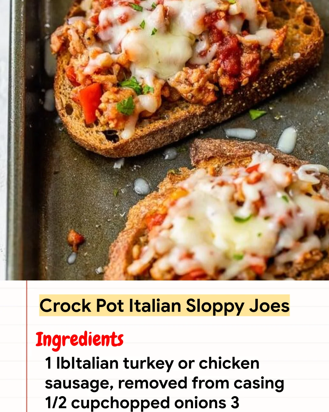 High protein Recipe Crock Pot Italian Sloppy Joes