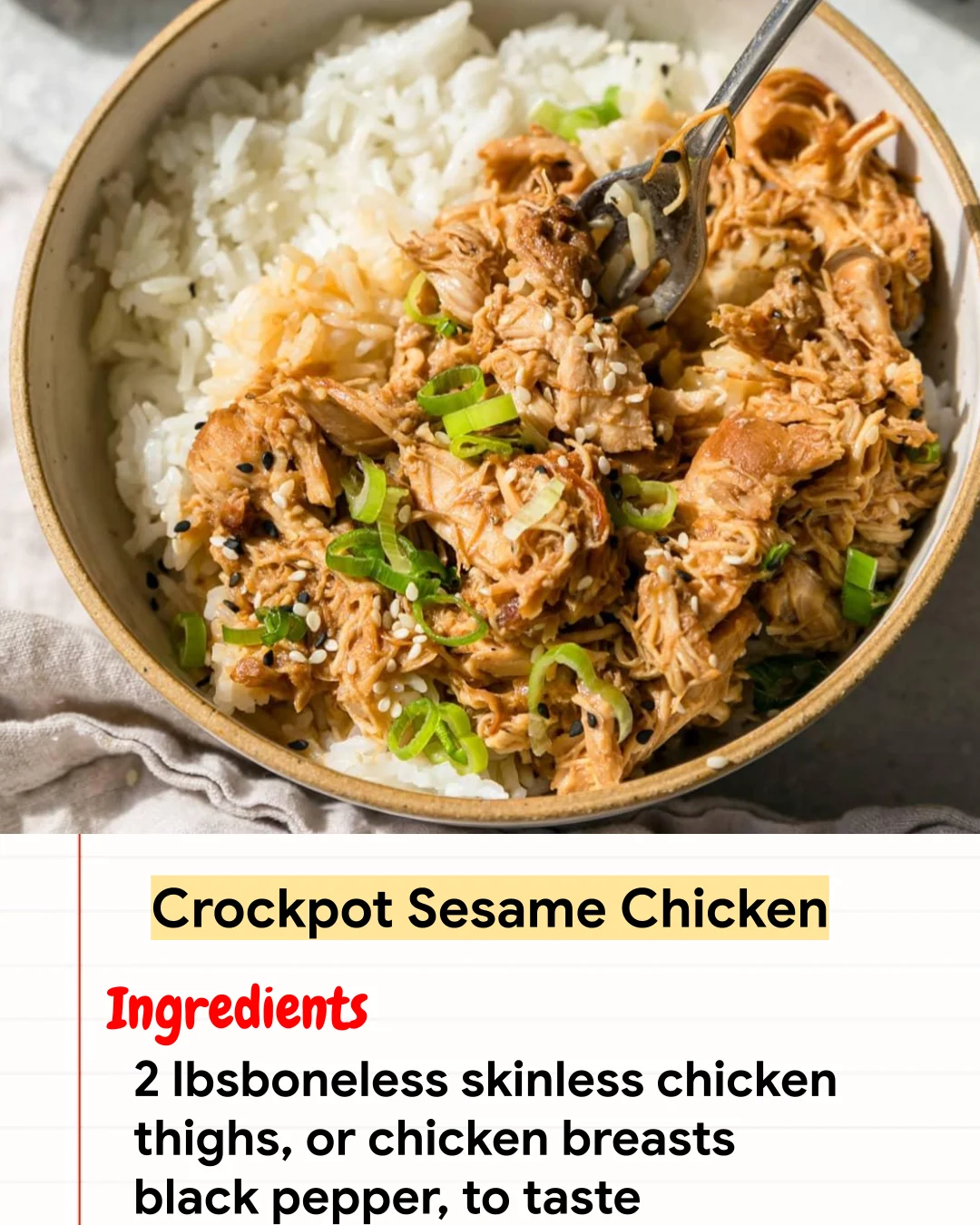 High protein Recipe Crockpot Sesame Chicken