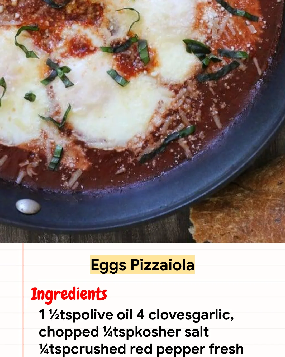 High protein Recipe Eggs Pizzaiola