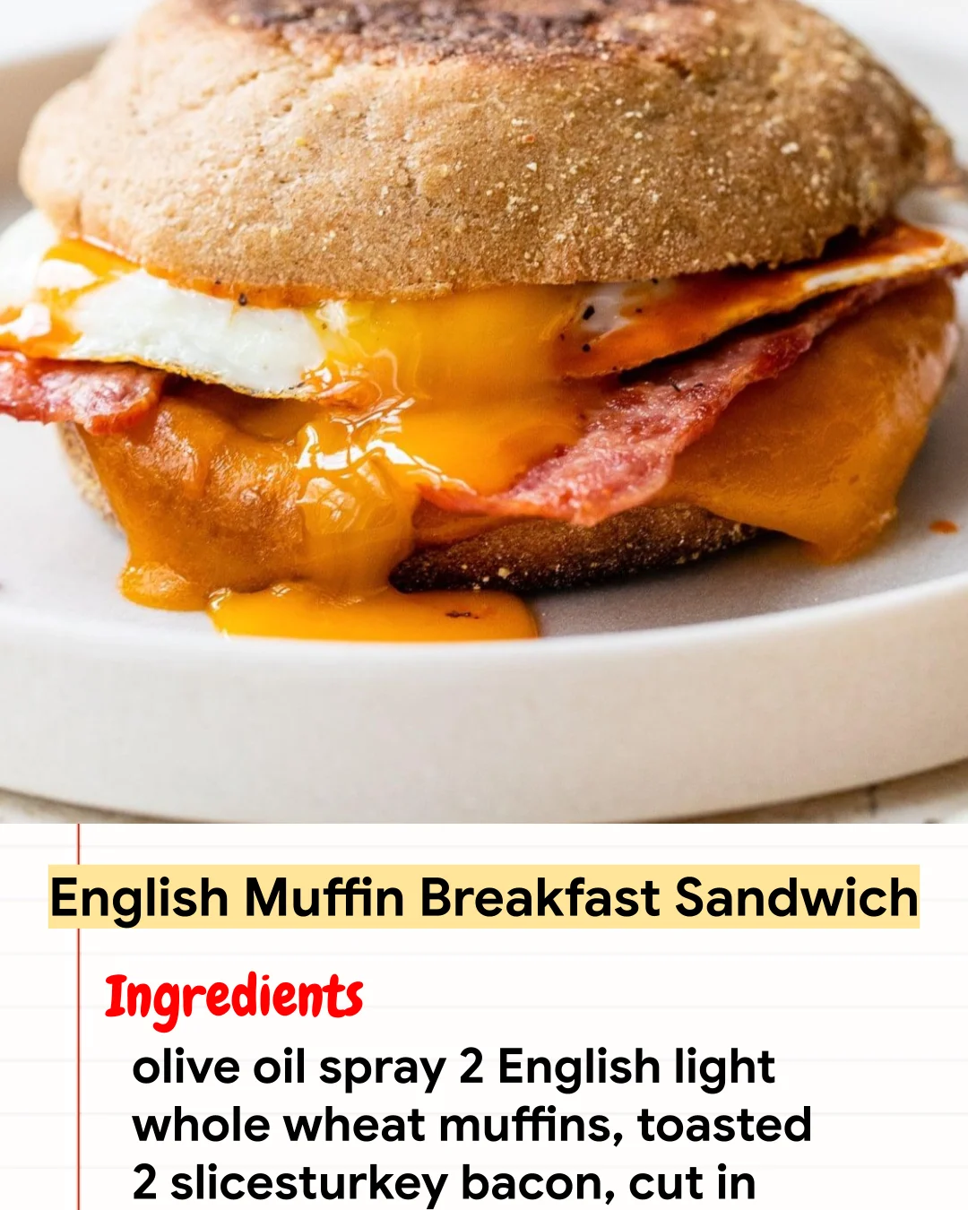 High protein Recipe English Muffin Breakfast Sandwich