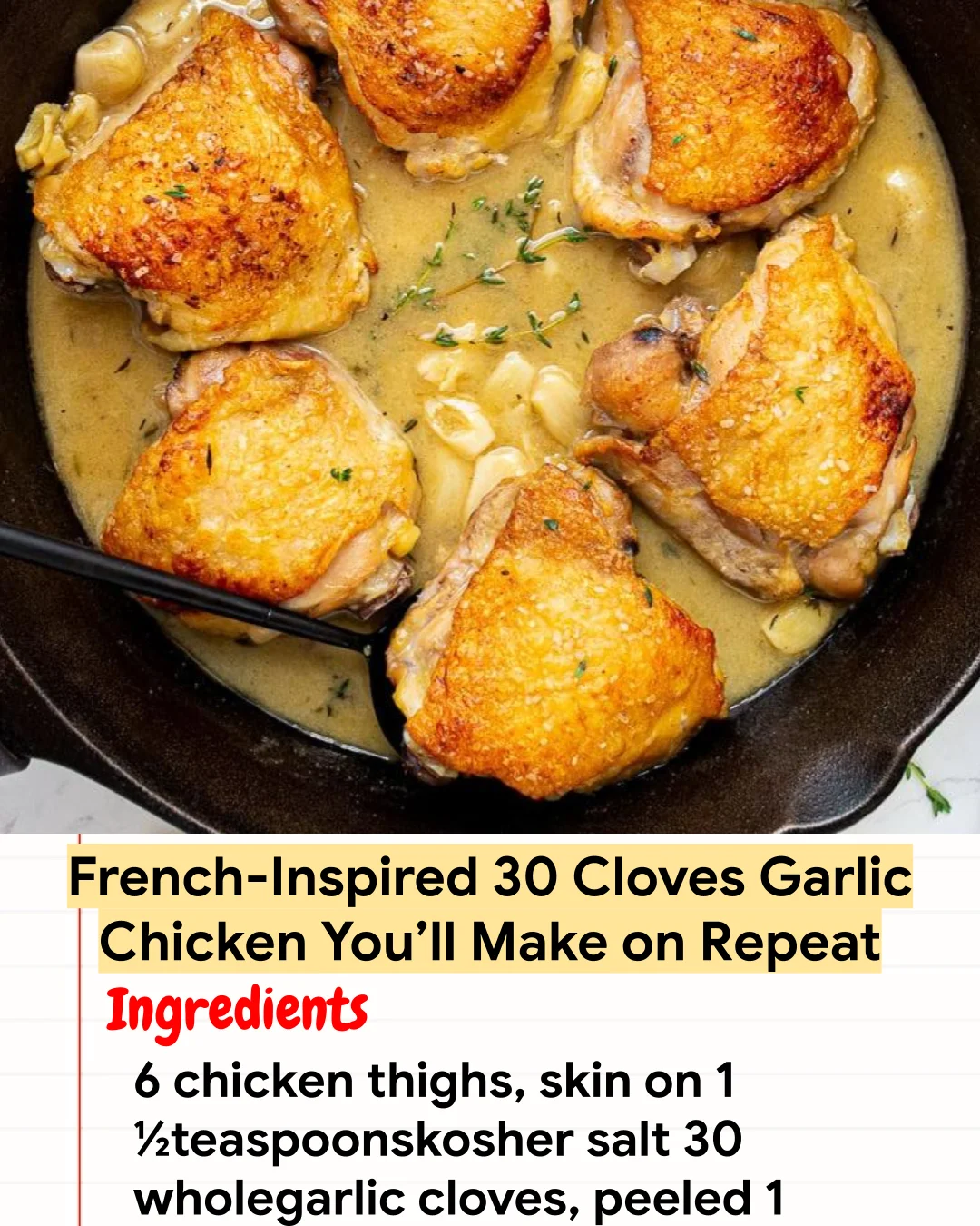 High protein Recipe French-Inspired 30 Cloves Garlic Chicken You’ll Make on Repeat