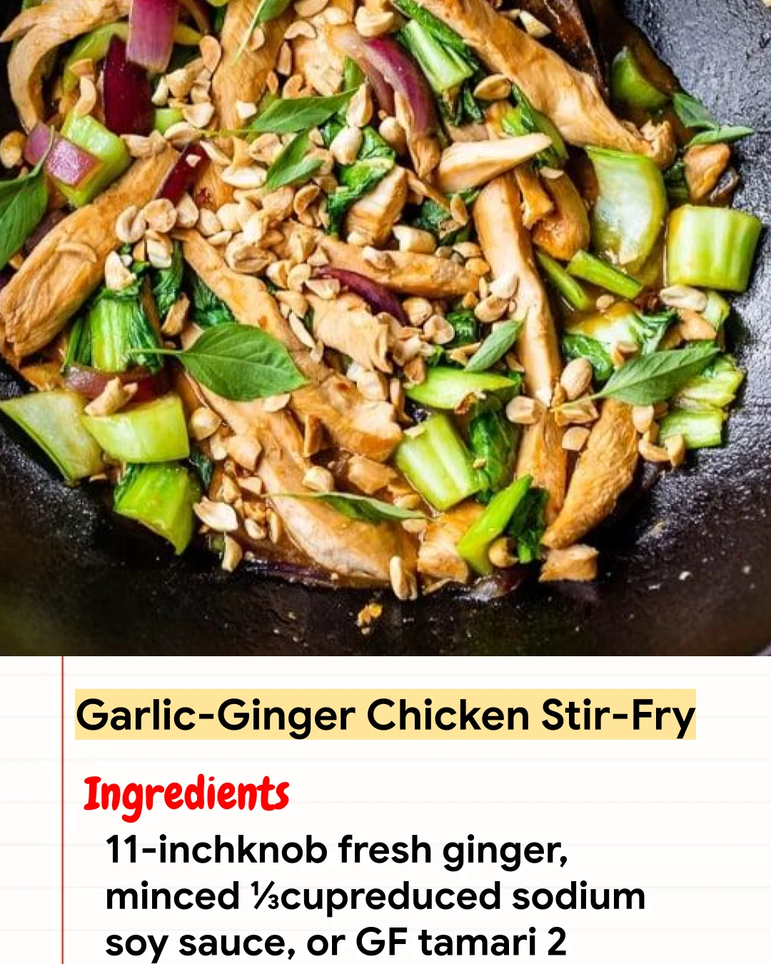 High protein Recipe Garlic-Ginger Chicken Stir-Fry