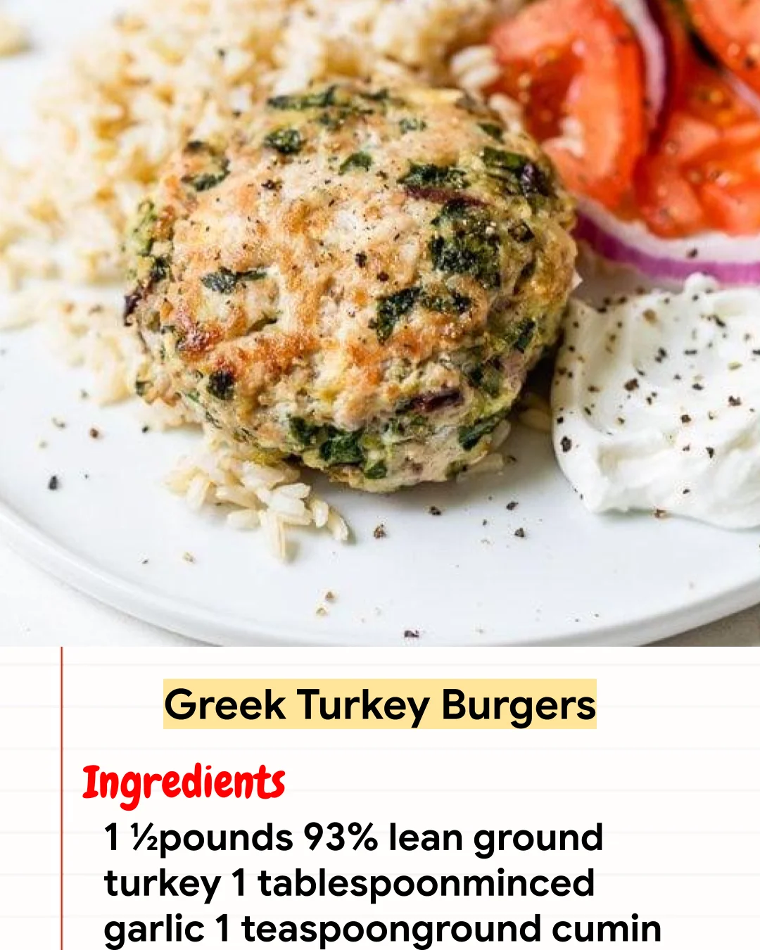 High protein Recipe Greek Turkey Burgers