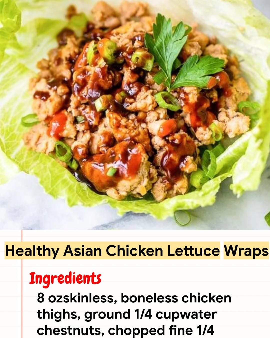 High protein Recipe Healthy Asian Chicken Lettuce Wraps