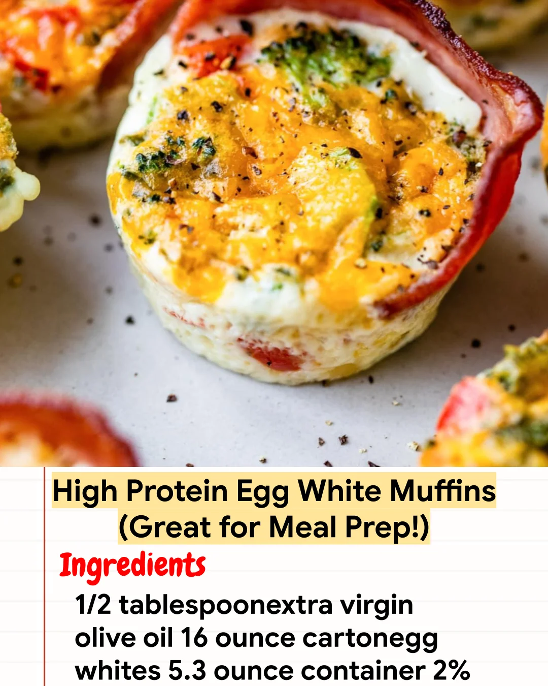 High protein Recipe High Protein Egg White Muffins (Great for Meal Prep!)