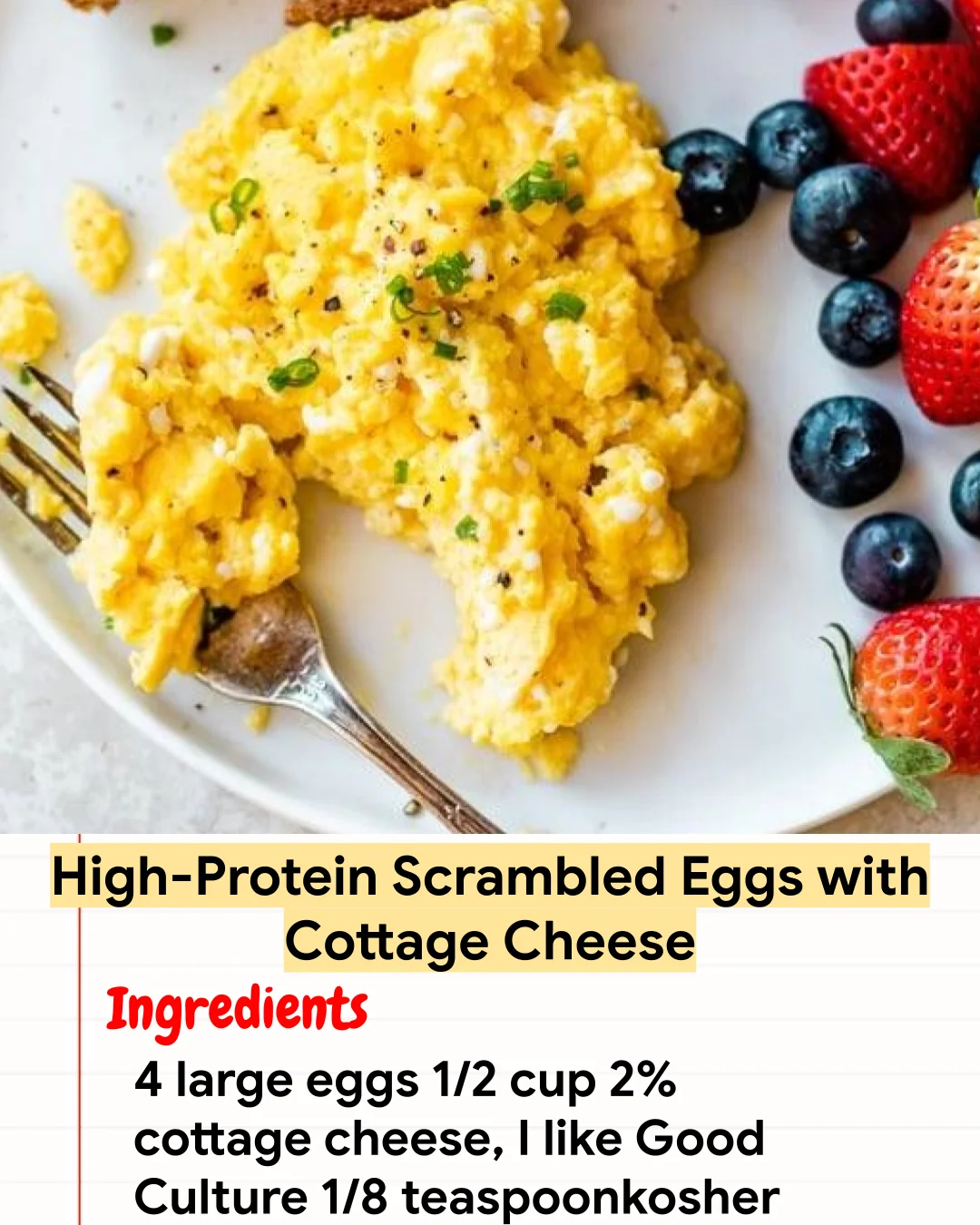 High protein Recipe High-Protein Scrambled Eggs with Cottage Cheese