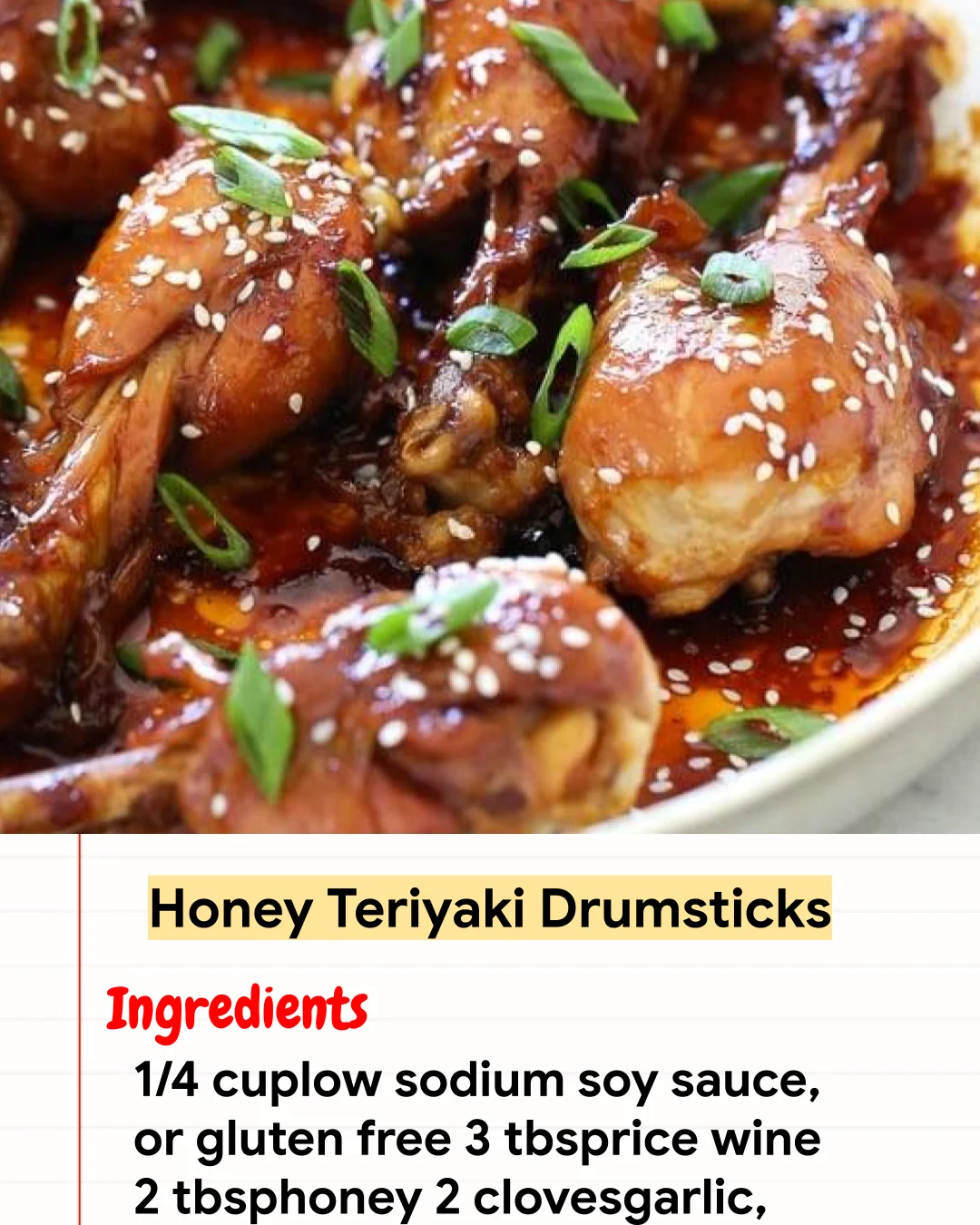 High protein Recipe Honey Teriyaki Drumsticks