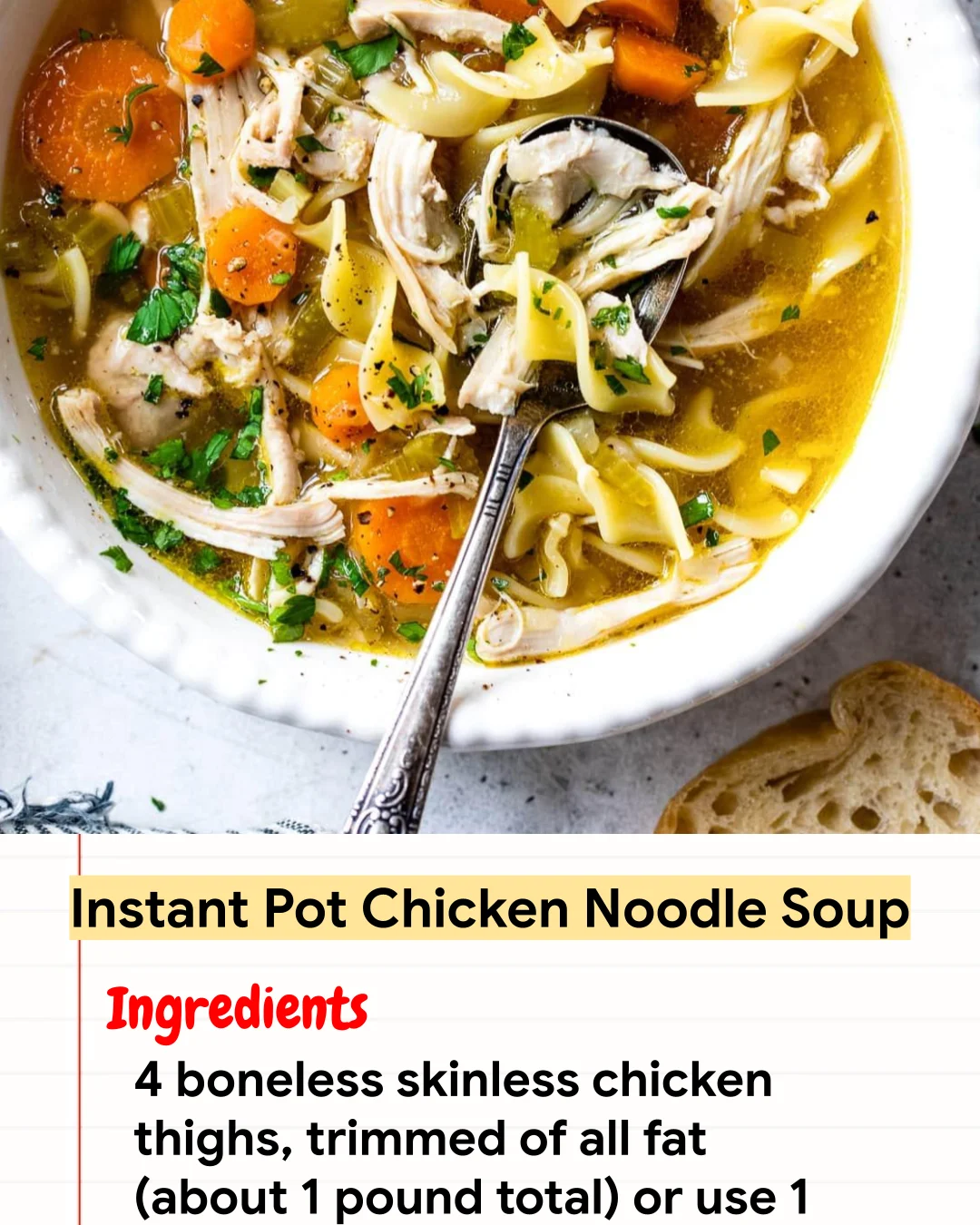 High protein Recipe Instant Pot Chicken Noodle Soup