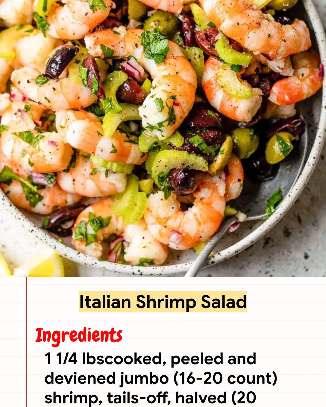 High protein Recipe Italian Shrimp Salad