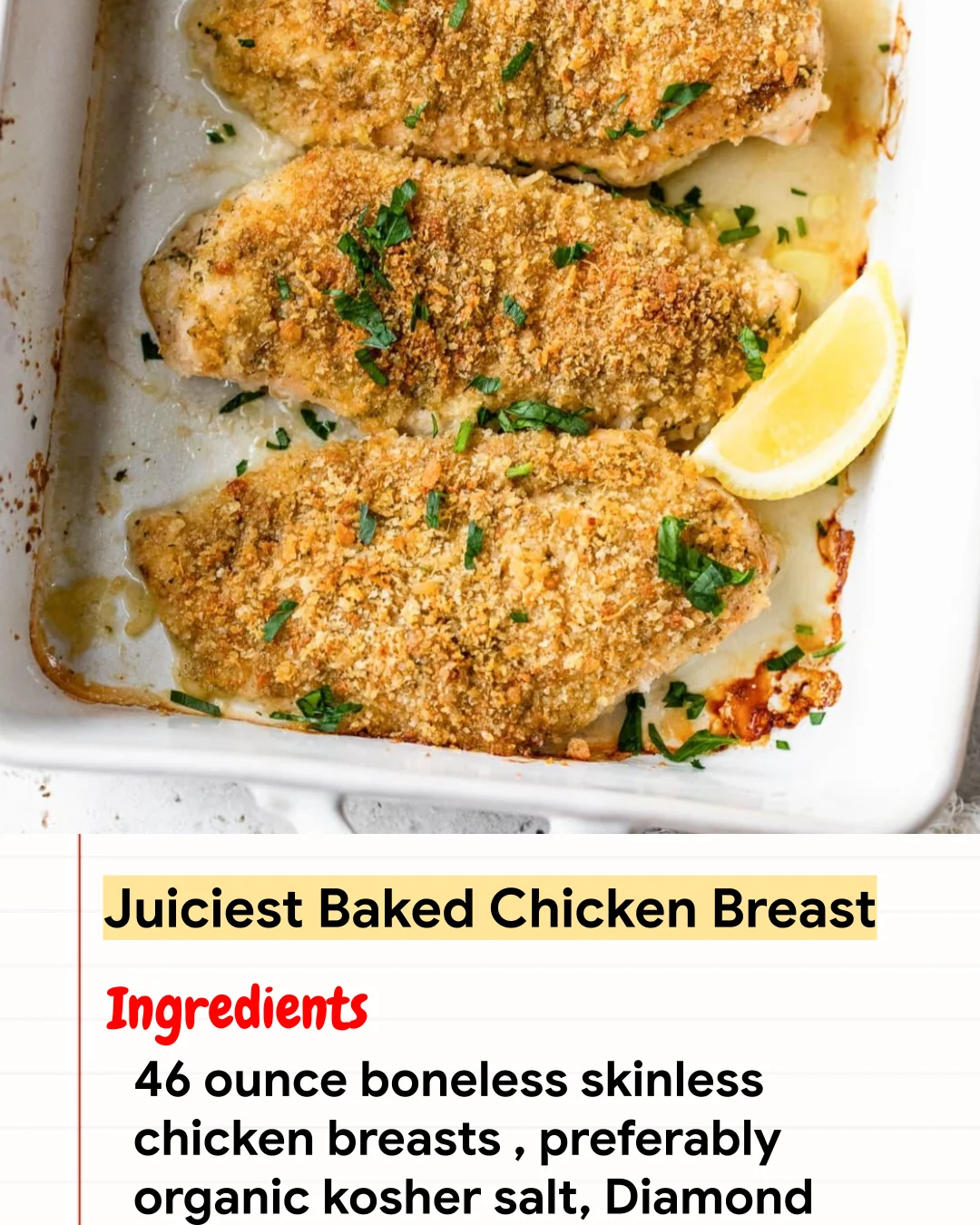 High protein Recipe Juiciest Baked Chicken Breast