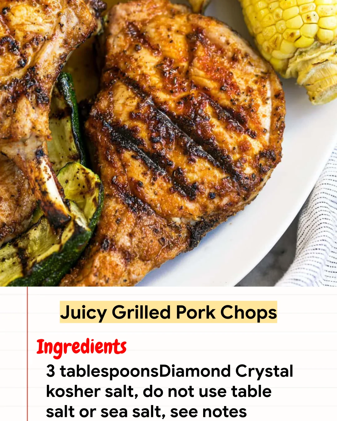 High protein Recipe Juicy Grilled Pork Chops