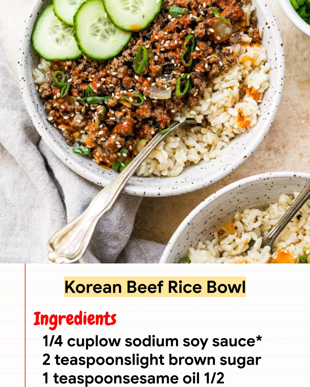 High protein Recipe Korean Beef Rice Bowl