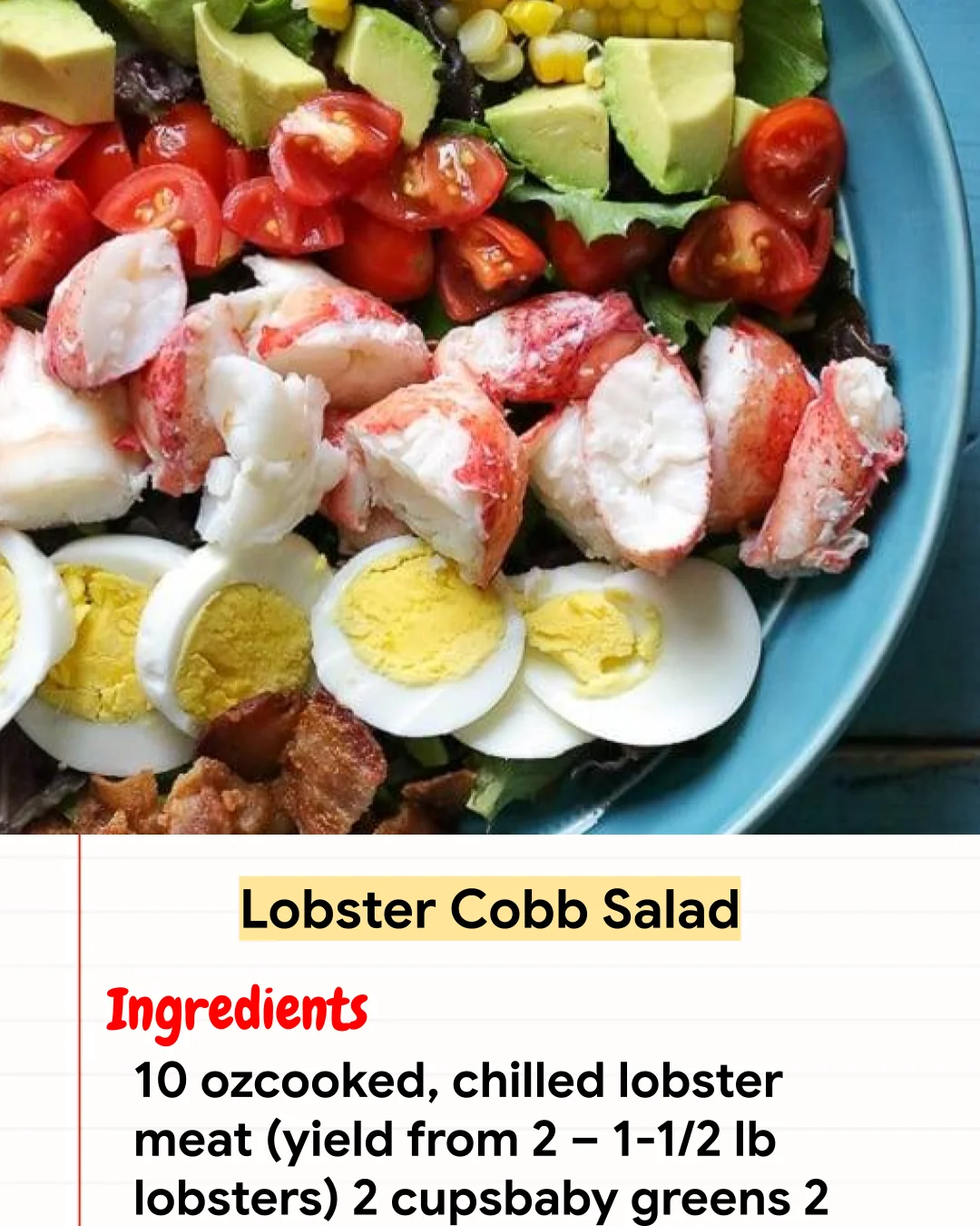 High protein Recipe Lobster Cobb Salad