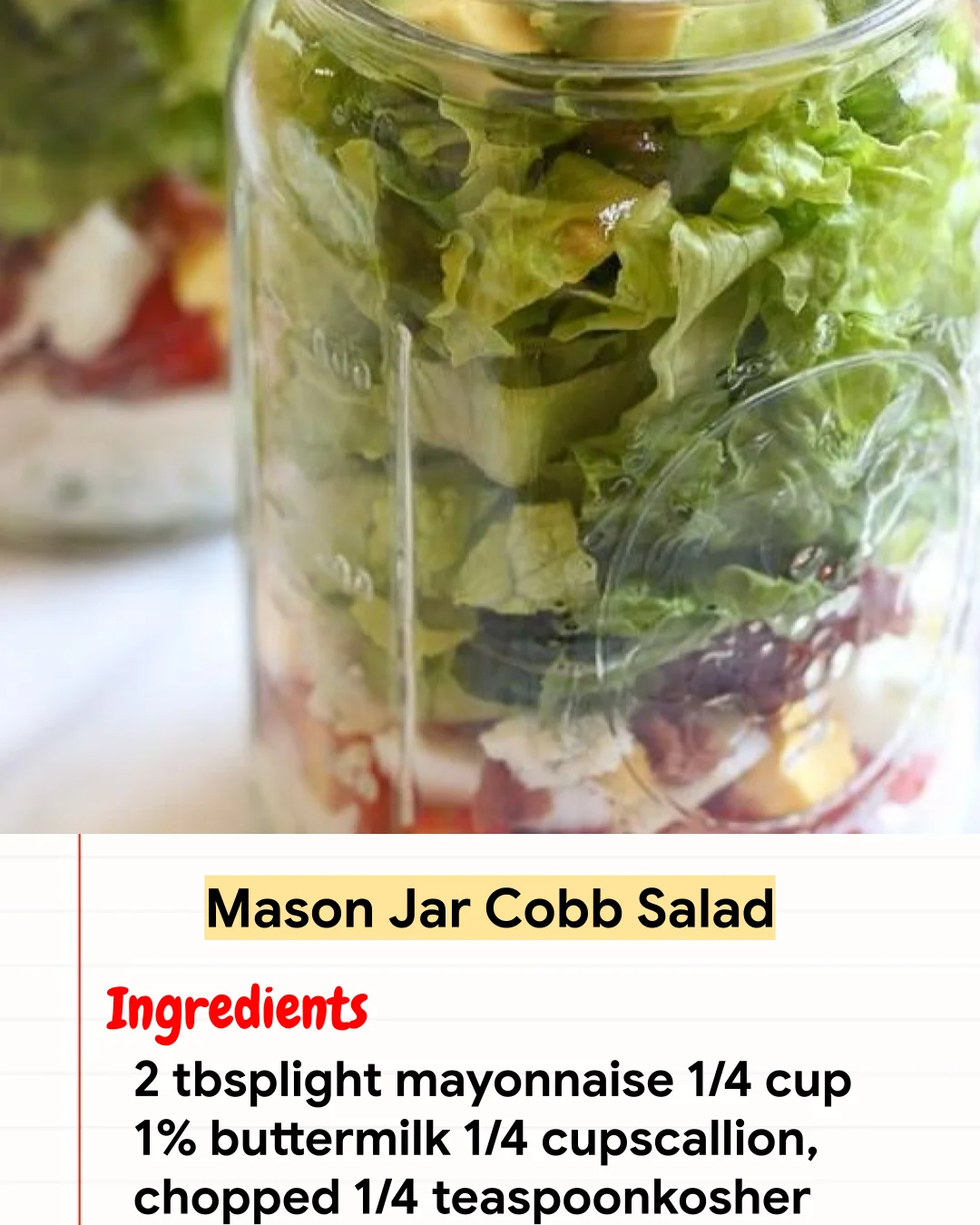 High protein Recipe Mason Jar Cobb Salad