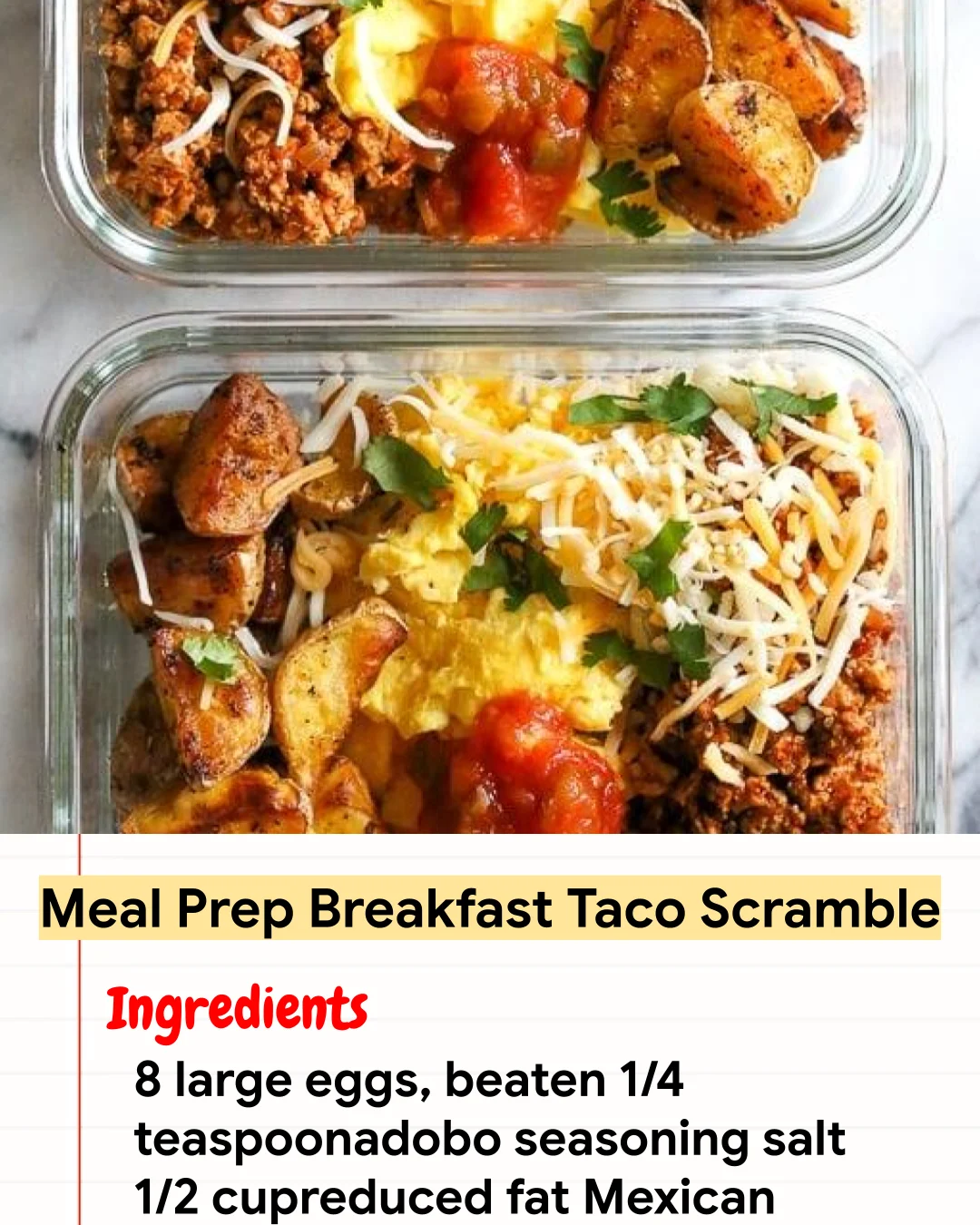 High protein Recipe Meal Prep Breakfast Taco Scramble