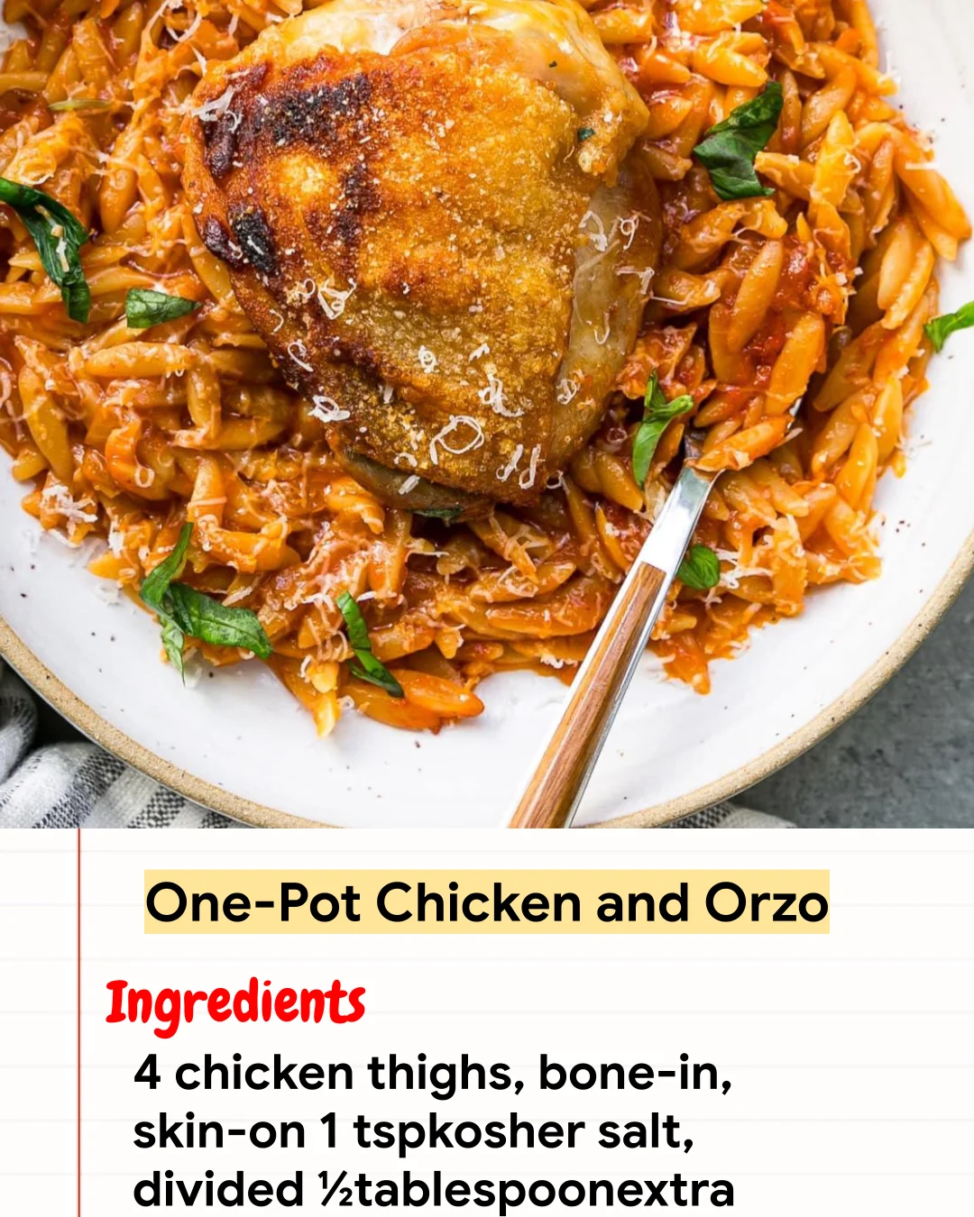 High protein Recipe One-Pot Chicken and Orzo