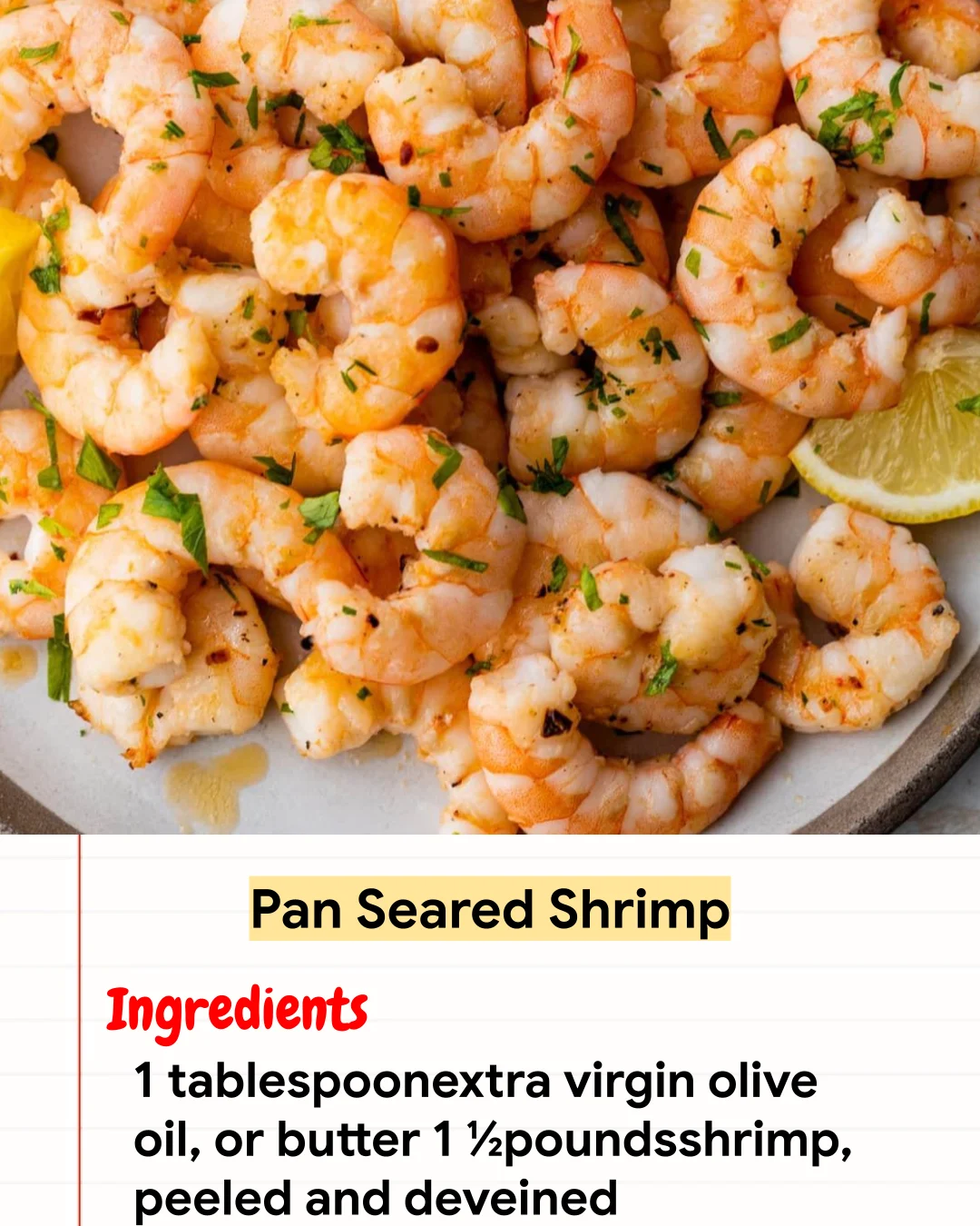 High protein Recipe Pan Seared Shrimp