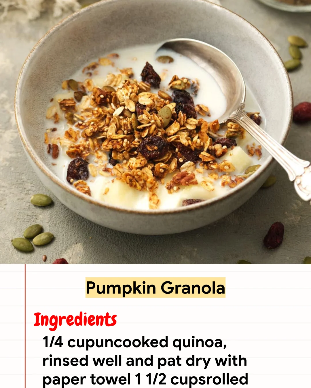 High protein Recipe Pumpkin Granola