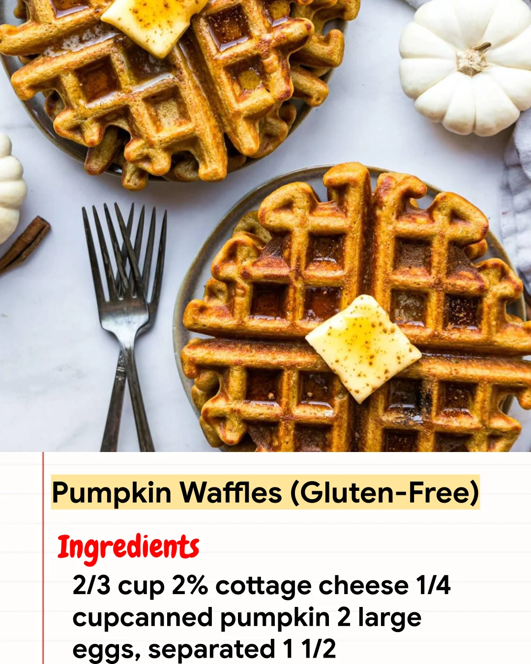 High protein Recipe Pumpkin Waffles (Gluten-Free)