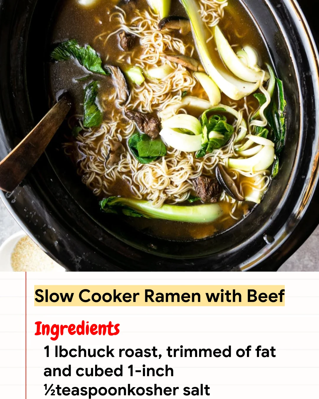 High protein Recipe Slow Cooker Ramen with Beef